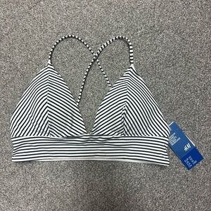H&M Navy and White Striped Bikini Top with Racerback